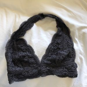 Free People Charcoal Halter Lace Bralette